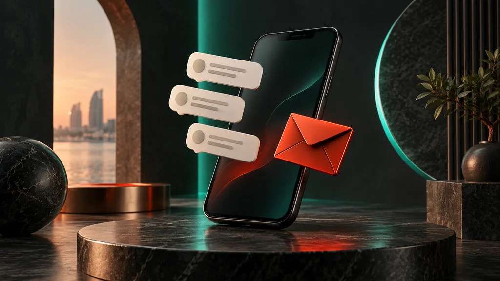 Qeydiyyat təsdiq mesajı üçün telefon və zərf illüstrasiyası